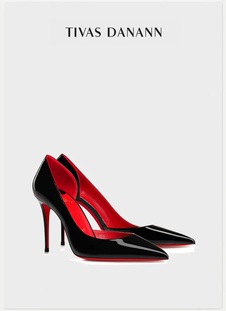 New side empty red high-heeled shoes for banquets and parties, professional shoes, sexy and pure desire, black women's shoes