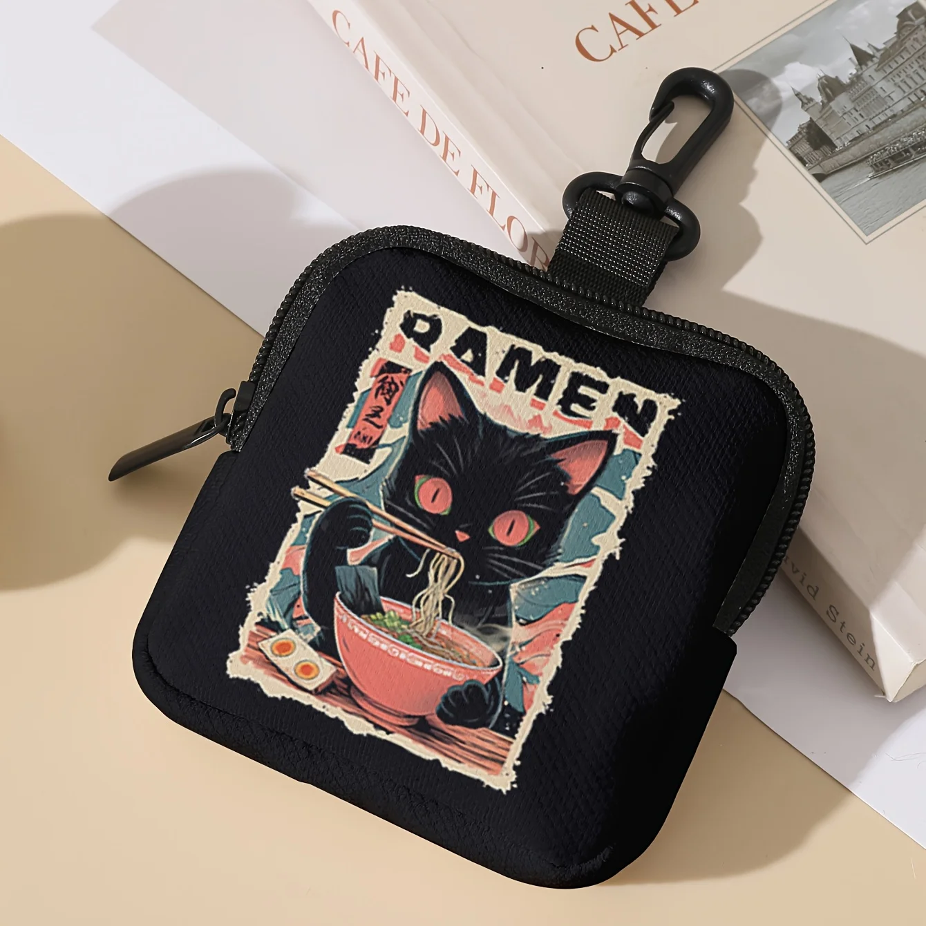 One Pack, Lamian Noodles Kitten Pattern Large Capacity Coin Purse Digital Storage Bag Multi-Function Key Card Holder Coin Purse