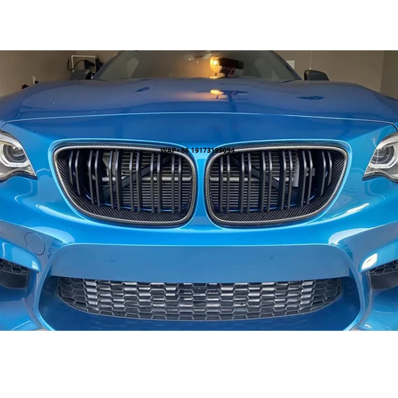 

Dry Carbon Fiber Double Slat Front Bumper Kidney Center Grille for B-mw 2014-UP 2 Series F22 F23 F87 235i 240i Grill