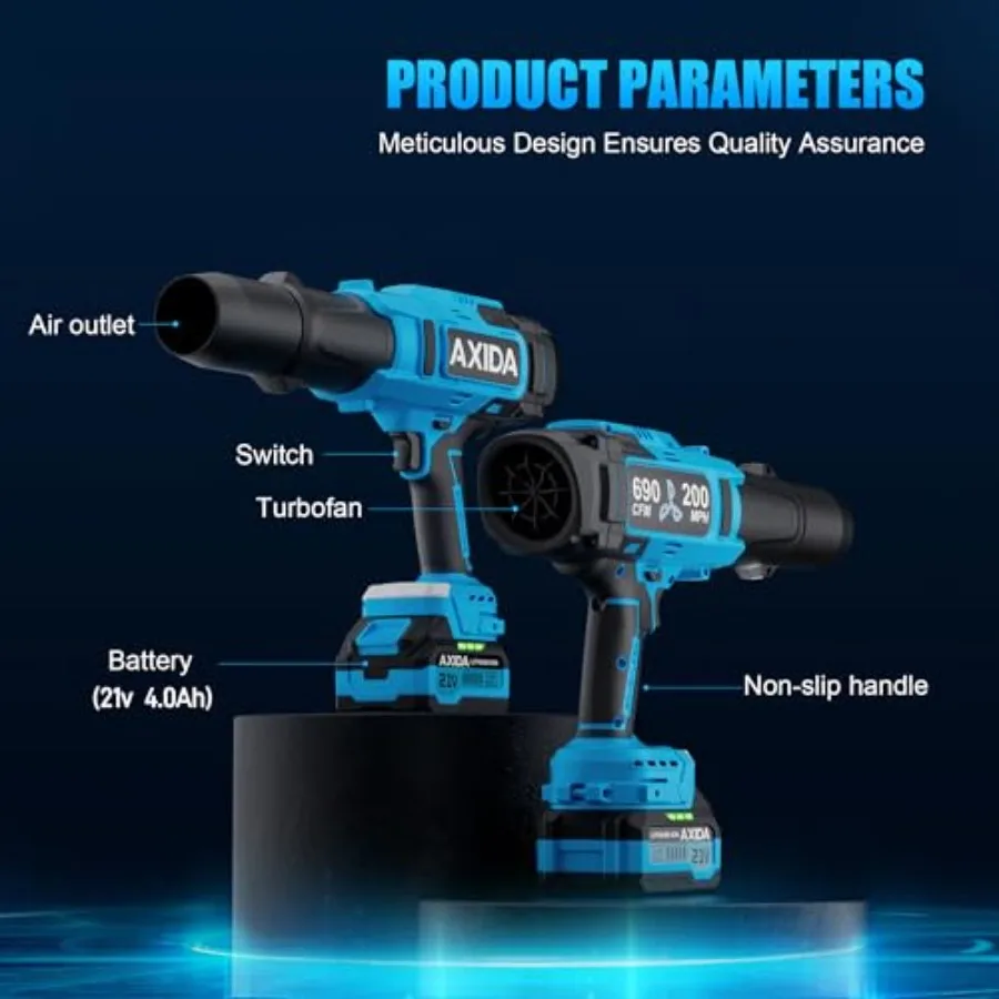 منفاخ أوراق الشجر اللاسلكي 21 فولت منفاخ أوراق الشجر الكهربائي القوي المحمول مع شاحن بطارية 2 تصميم خفيف الوزن لتنظيف الفناء La