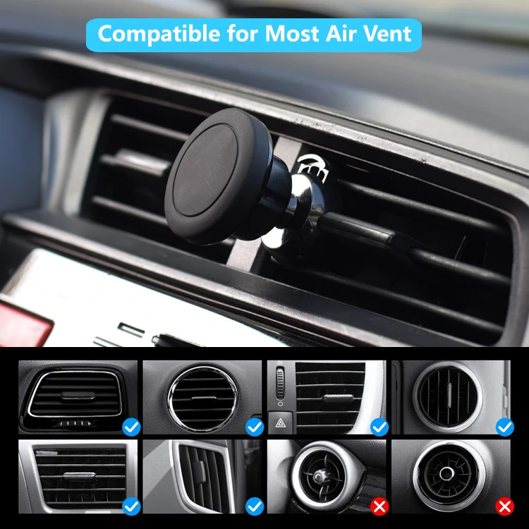 Wholesale KEEPO Universal 360 Degree Rotation Black Flexible Portable Adjustable Car Magnetic Mount Air Vent Clip Phone Holder