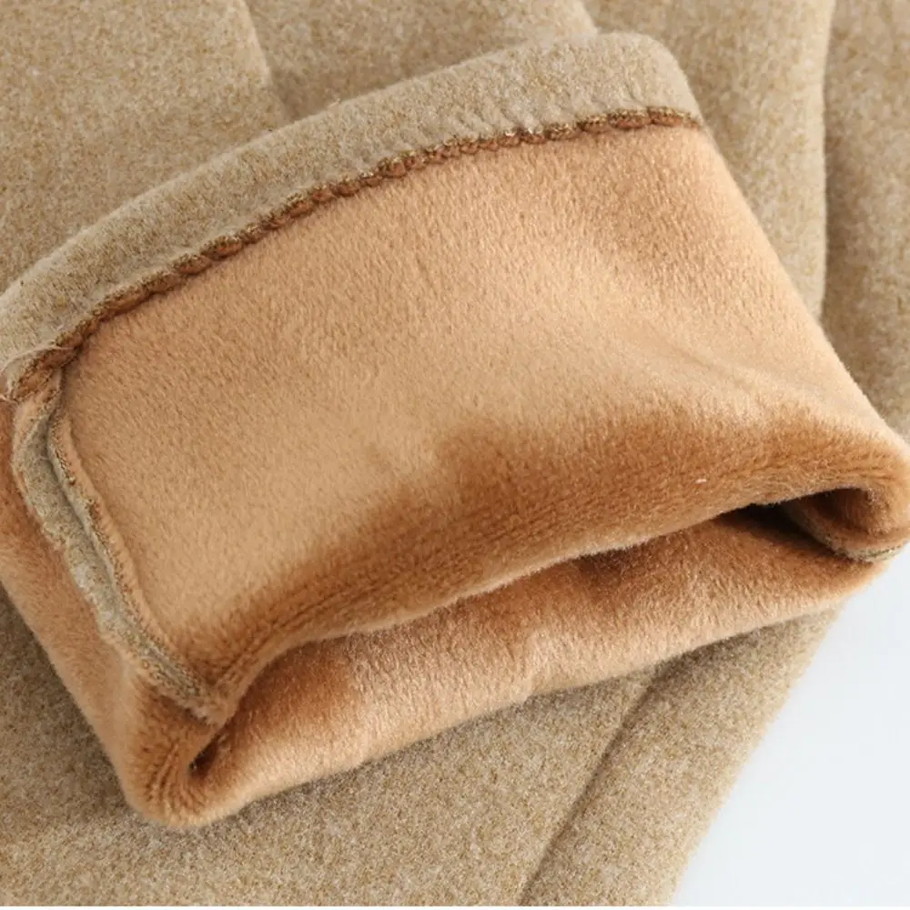 Cute Velvet Winter Suede Gloves Soft Windproof Pu Leather Gloves Solid Color Warm Women Cycling Mittens Girls