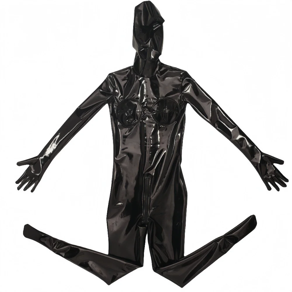 Women's Cosplay Sexy Full Coat Zentai Costume Unitard Jumpsuit Cojoined Bodies Catsuit PVC Shiny PU Leather Tight Bodystocking