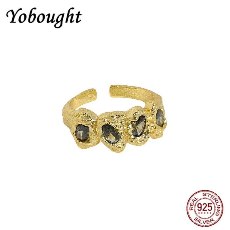 

new S925 Sterling Silver Open Ring With Irregular Surface And Micro Paved Zircon Texture Texture For Women's High-end Jewelry