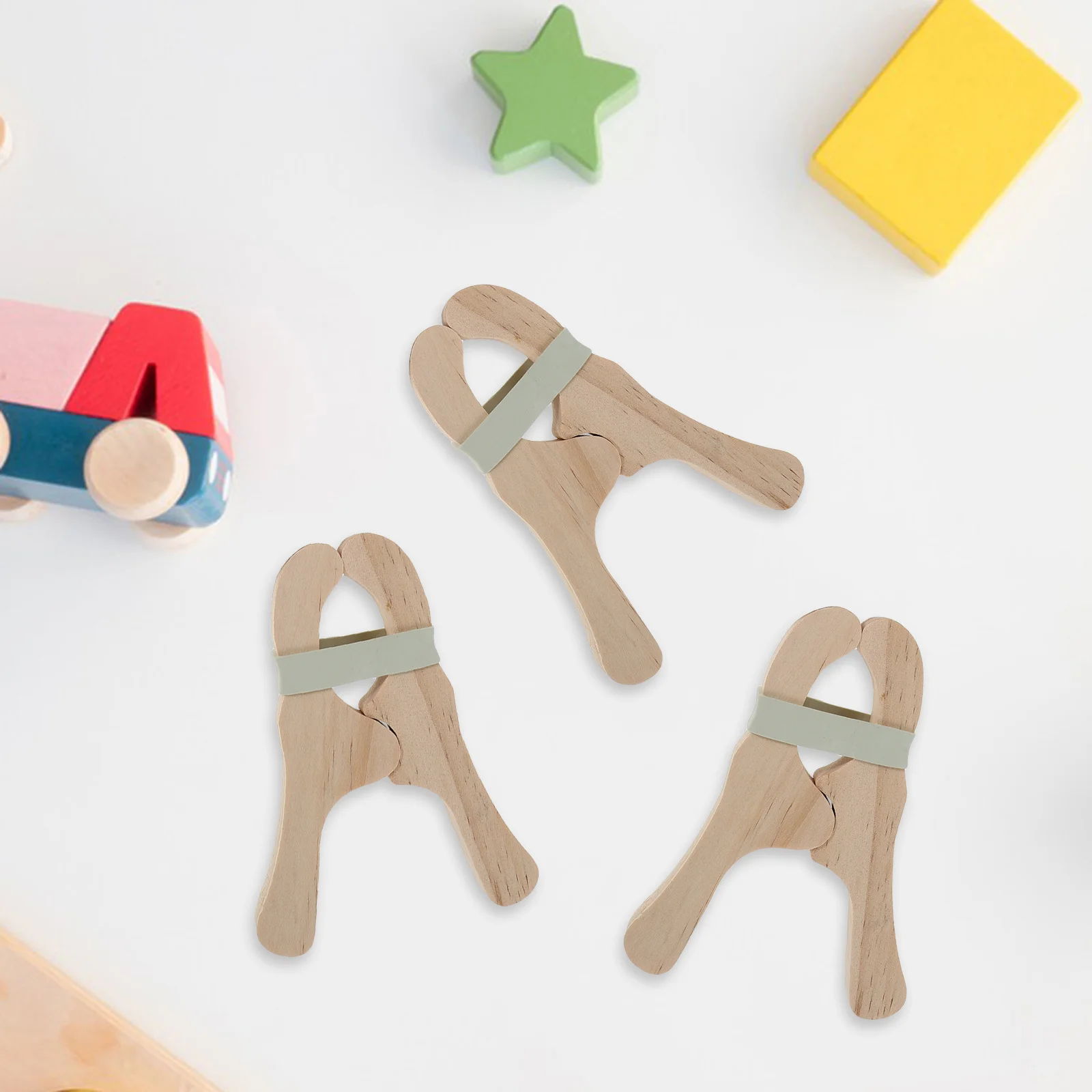 6Pcs Wooden Pretend Clips Kids Montessori Fort Blanket Silk Creative Building Accessories Handmade Toy Clips Toy for Children