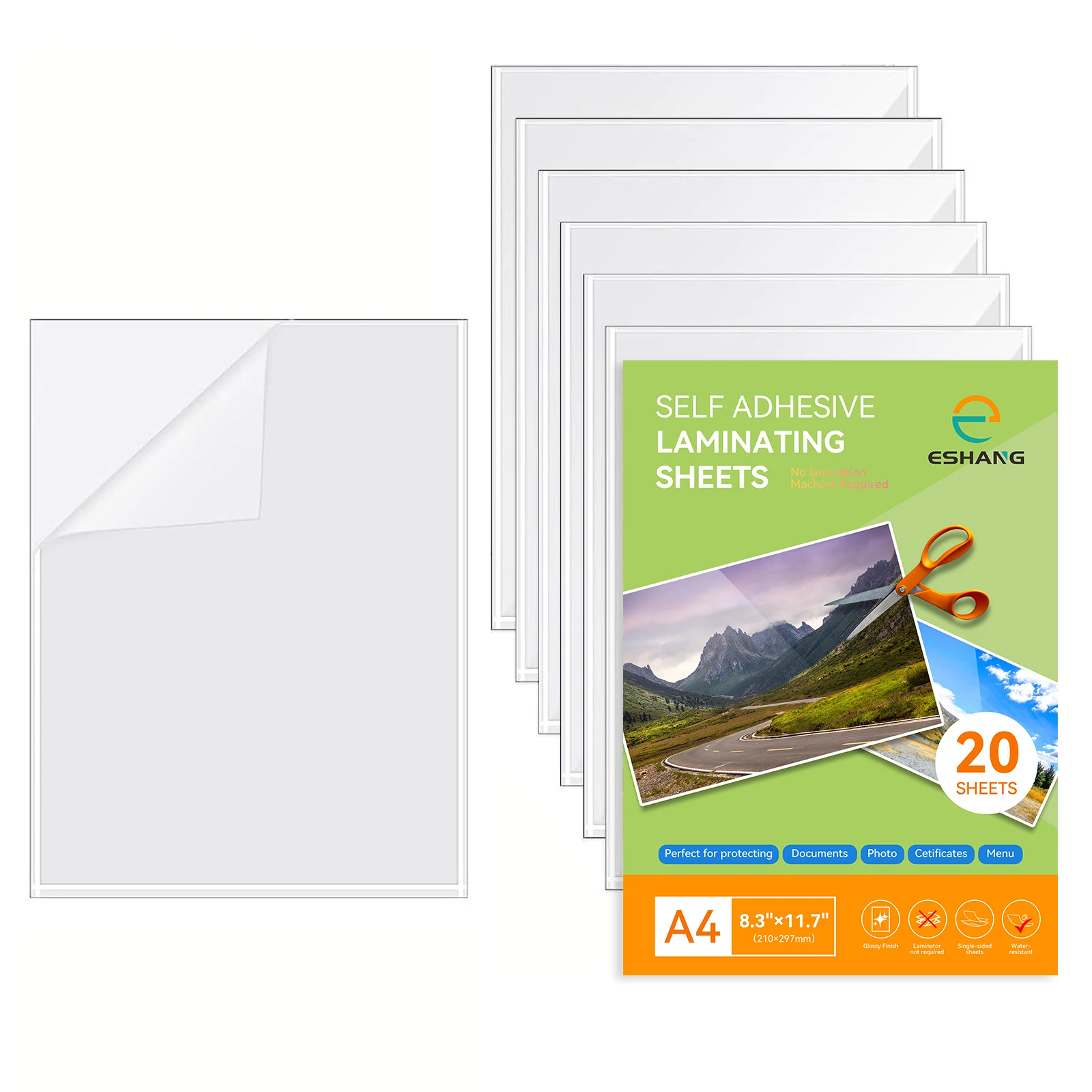 A4 Size: 8.3x11.7 Inch -20 Sheets Clear Holographic Sticker Paper Clear Overlay Cold Laminating Film Self Adhesive Vinyl Sheets