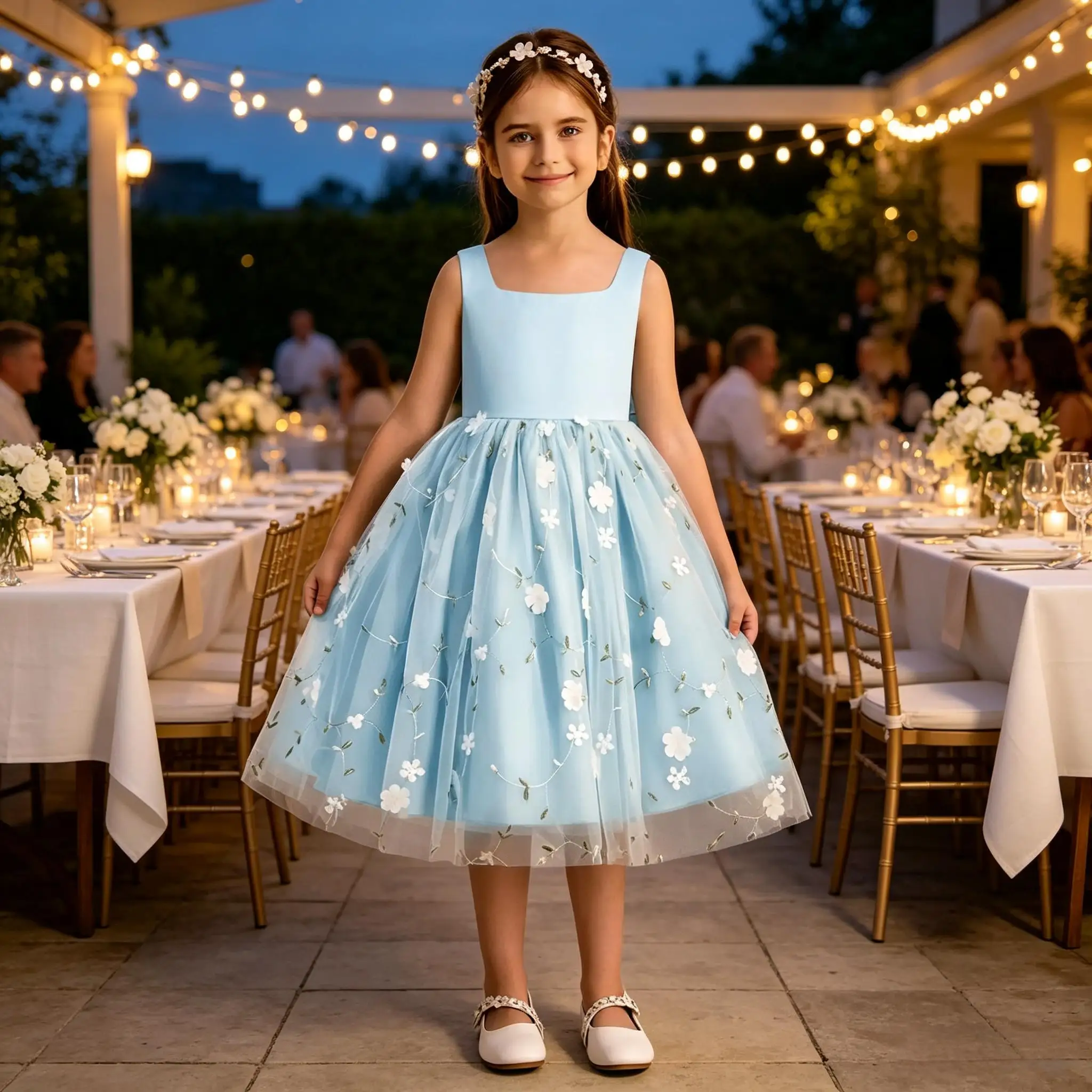 Cswdocy Fresh Girls Bridesmaid Dress Square Neck 3D Floral Tulle Gown Flower Girl Dress For Pageant Formal Party Birthday 2026