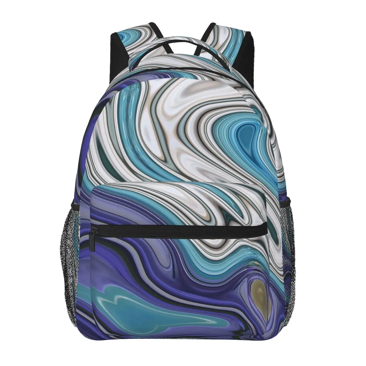 

Graceful Marble Design In Blue Purple Student Backpack School Bag Hiking Travel Daypack for Men Women Bookbag Shoulder Bags