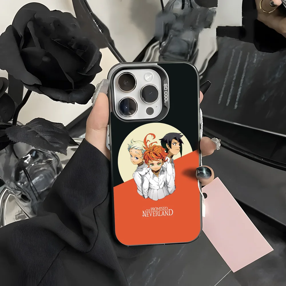 

The P-Promised N-Neverland Phone Case For iPhone 16 15 14 13 12 11 Pro Max Black Matte Laser Metallic Aurora Funda