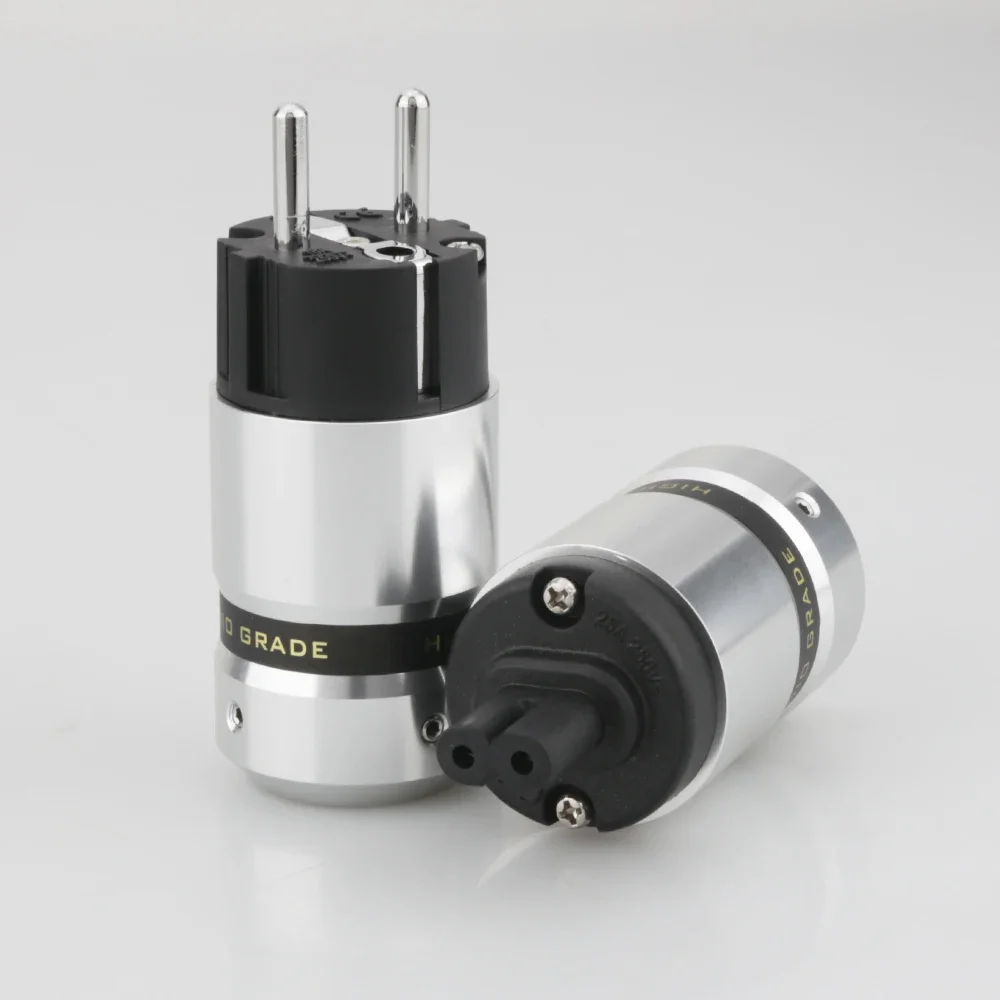 Audiocrast Rhodium Plated Schuko EU Male Plug IEC C7 Female Socket HIFI Figure 8 DIY Power Connector Audio Amplifier