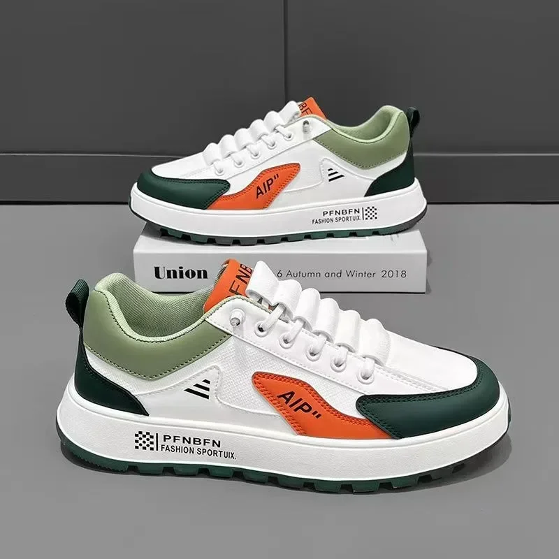 Men's Thick Sole Sneakers Designer Sports Shoes Fashion Casual Fiber Leather Breathable Height Increase Flat Thick Sole Shoes image 4