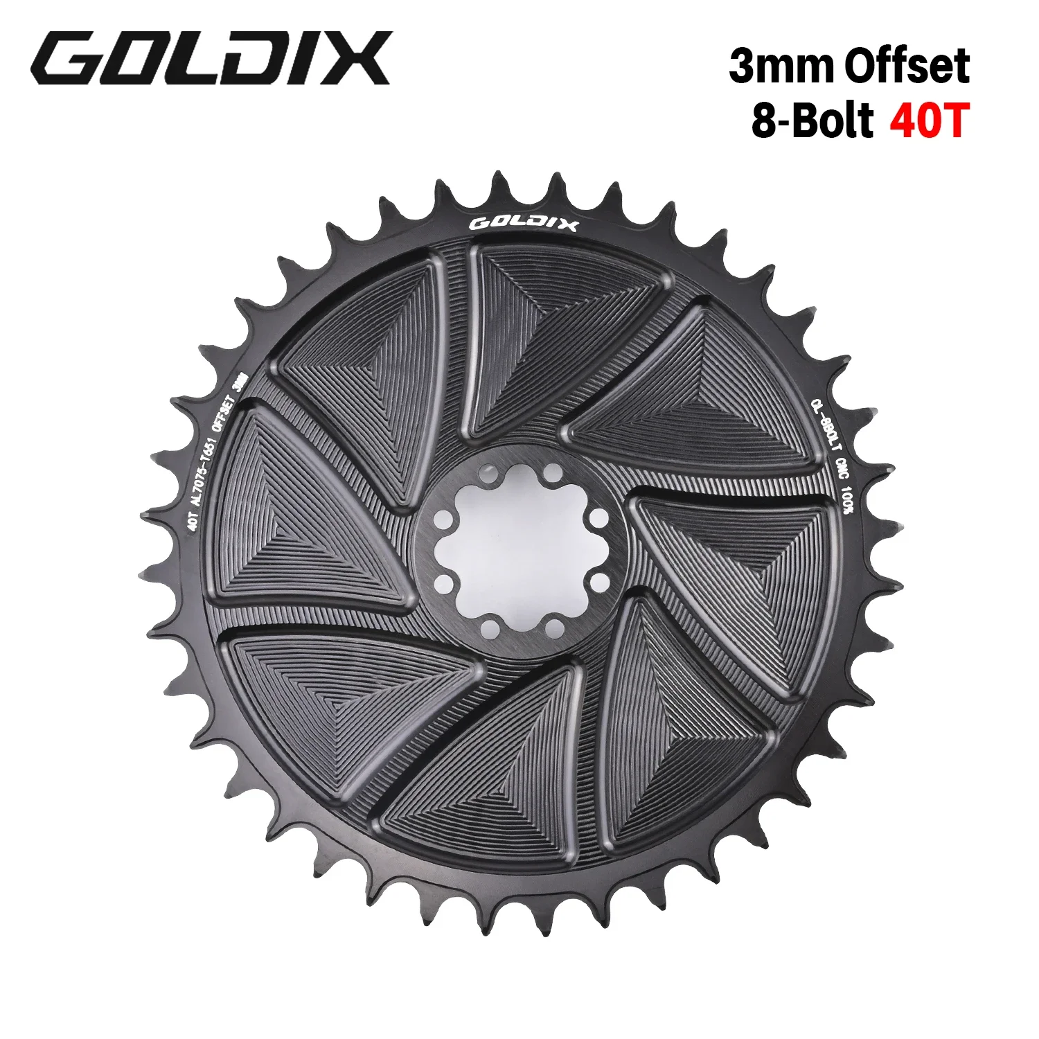 GOLDIX 8-Loch-Direct-Mount-AERO-Fahrradkettenblatt, schmal-breit, CNC-gefrästes Aluminium-Kettenrad für Rennrad- und MTB-Kurbelgarnituren