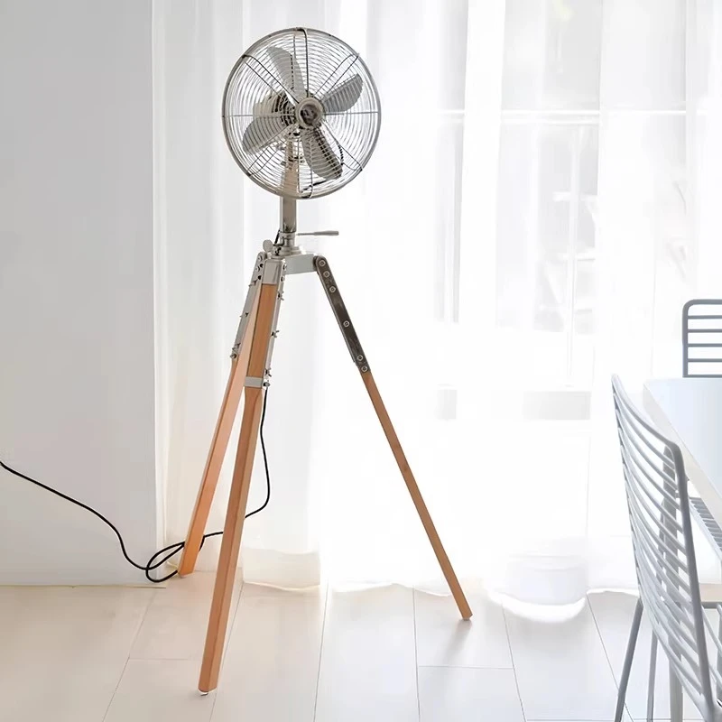 

Floor Fan Tripod Electric Fan Household Metal Retro 12 Inch Shaking Head Floor Standing Fan Antique