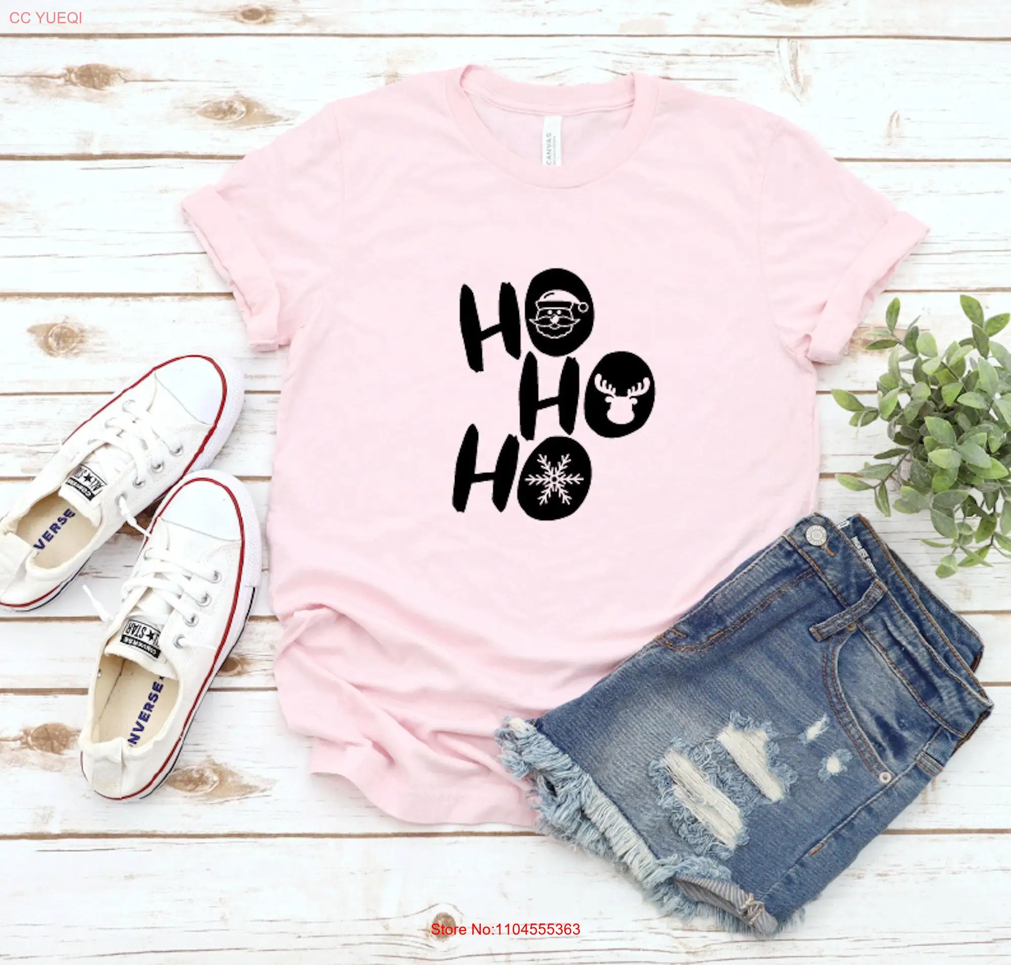 

Рождественская футболка Ho Merry Santa GifT Holiday с длинными или короткими рукавами