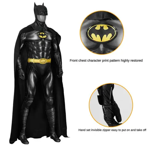 Anime Tecknad film Herr Halloween Cosplay Michael Keaton Batman Kostym Karneval Fest Jumpsuit Performance Outfit Pojkvän Gåvor 10 best sales Batman Fantasy - №3
