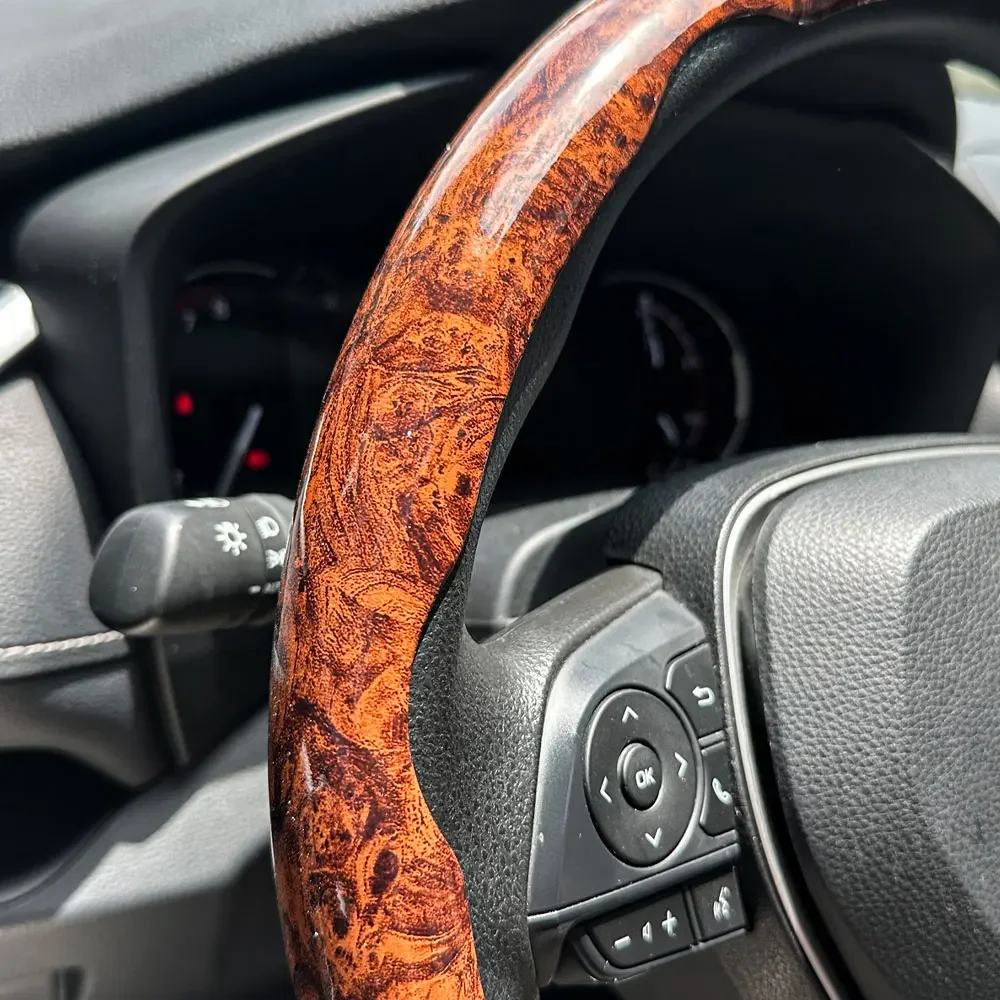 2/3-teiliger segmentierter Holzmaserung-Lenkradüberzug, universeller Anti-Rutsch-Lenkradverstärker, Schutz für Auto-Innenausstattung – Detail 7