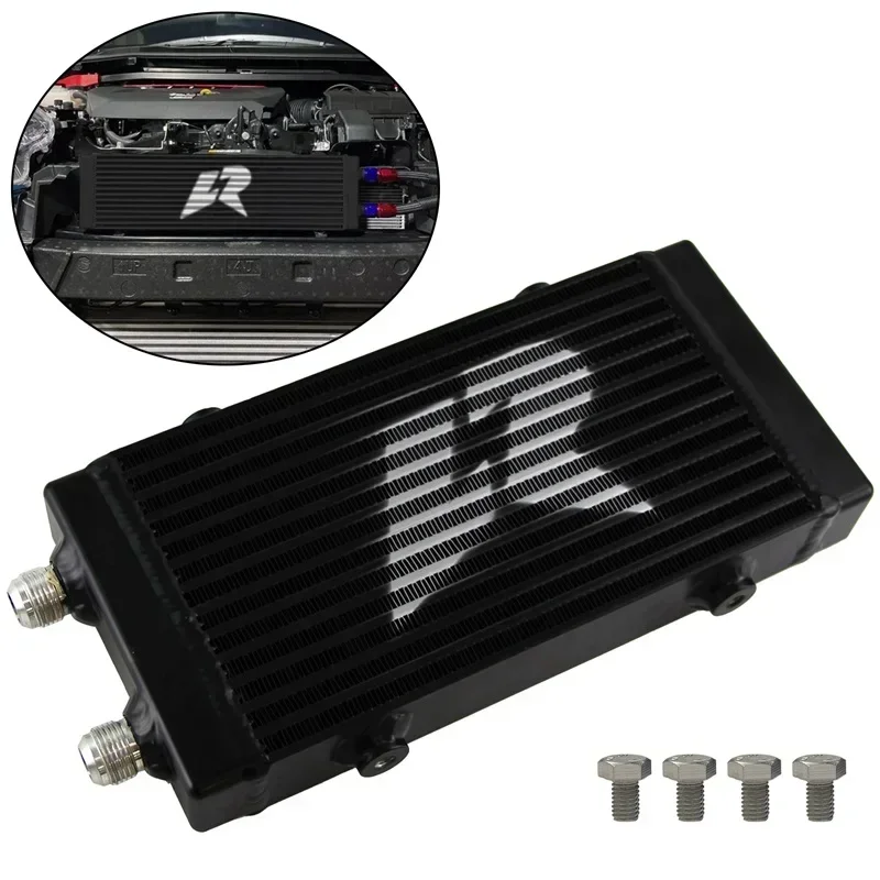 

Universal Small Core AN10 Oil Cooler - Black Aluminum Bar & Plate, Dual Pass, 9.5"x5.5"x1.58", 7/8"-14 UNF
