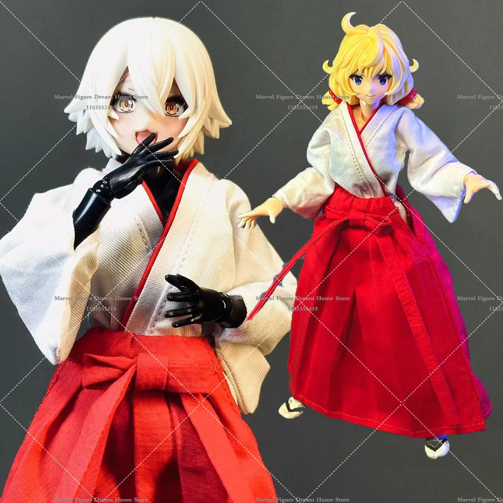 1/12 Scale Female Witch Costume Chun Ancient Kimono Clothing Shirt Red Dress Suit for 6'' Anime Mobile Suit Girl Action Figure