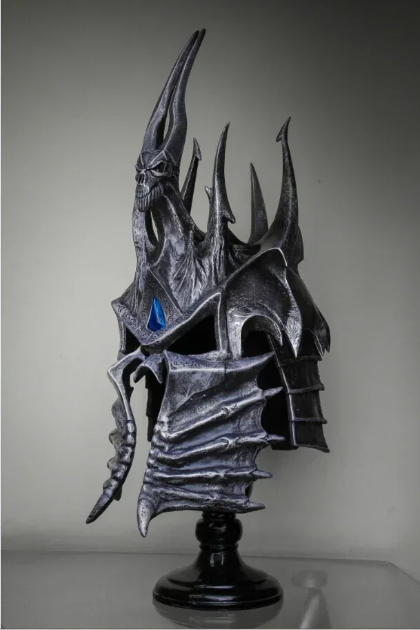 مقياس 1:1 لعبة خوذة WOW Lich King من الراتنج مع حامل لهواة جامعي المتحمسين هدية للحفلات التنكرية #3