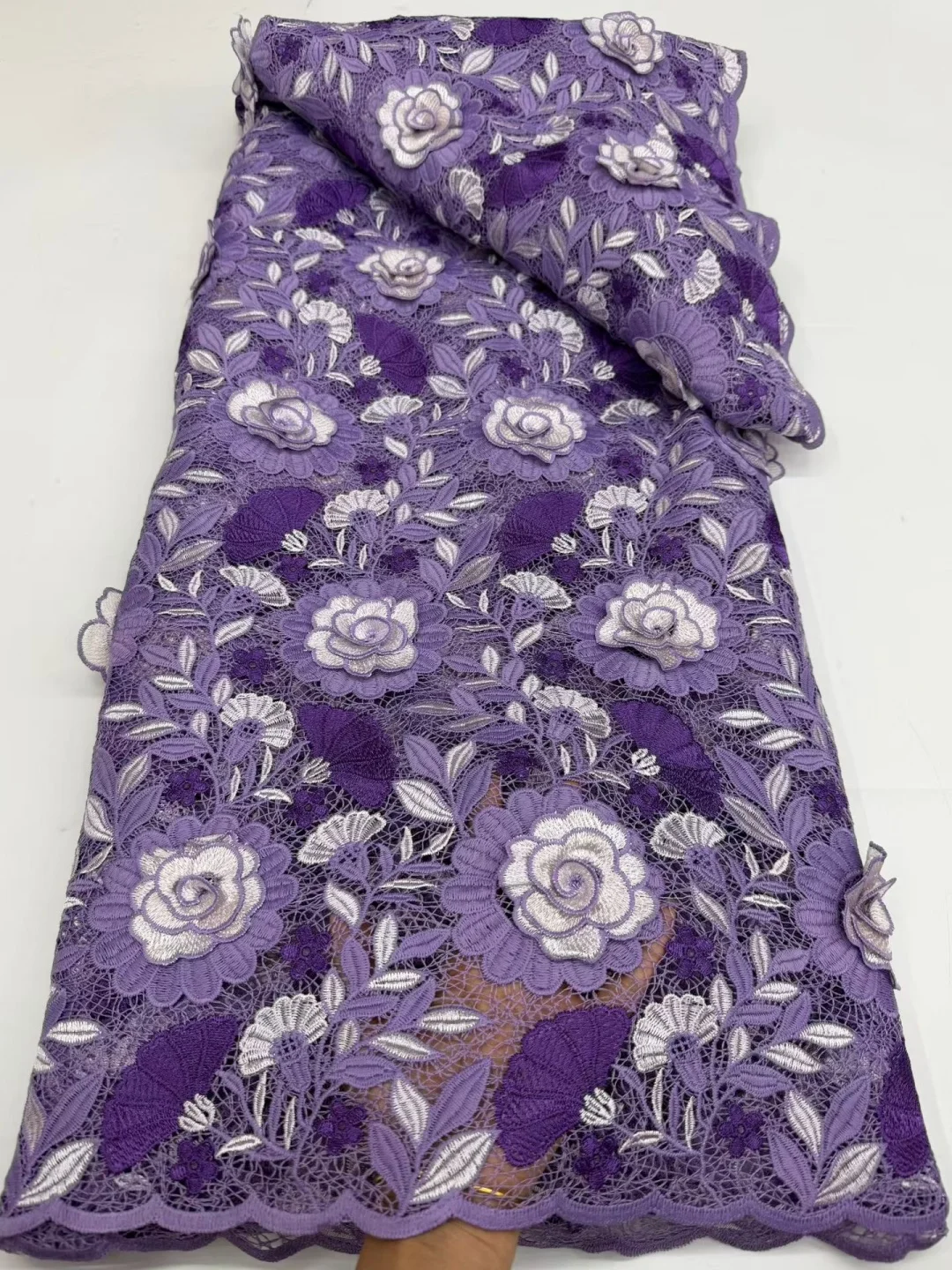 African Guipure Fabric 3D Embroidery Cord Lace Flower Luxury Water Soluble Traditional Senegal Clothing Fashionable Sewing
