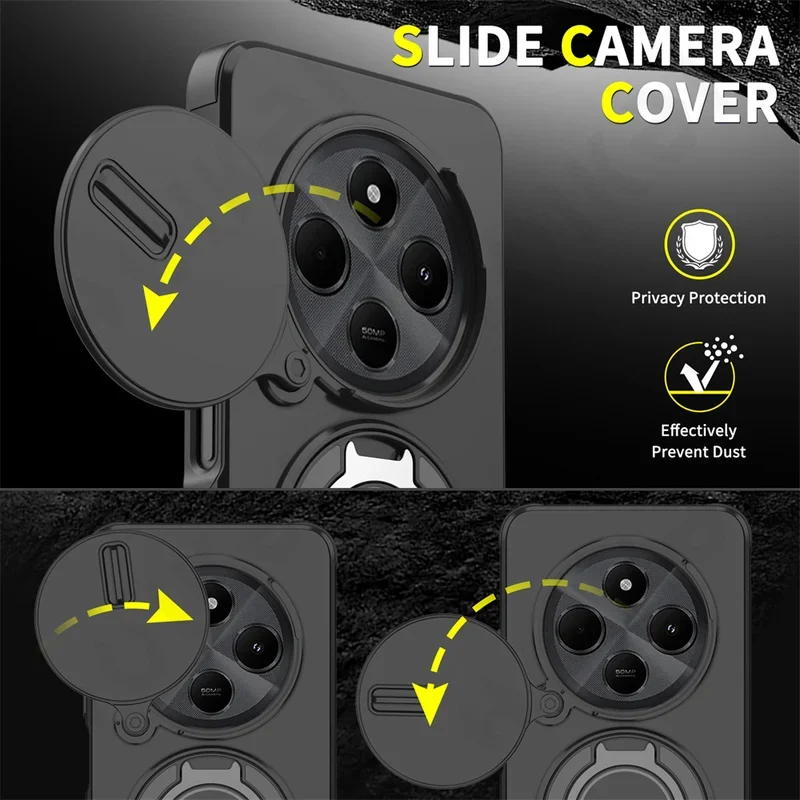 Funda For Redmi Note 14 Pro 5G Case Armor Slide Camera Lens Protection Phone Case For Redmy Note14 Note14pro Plus 5G Back Cover