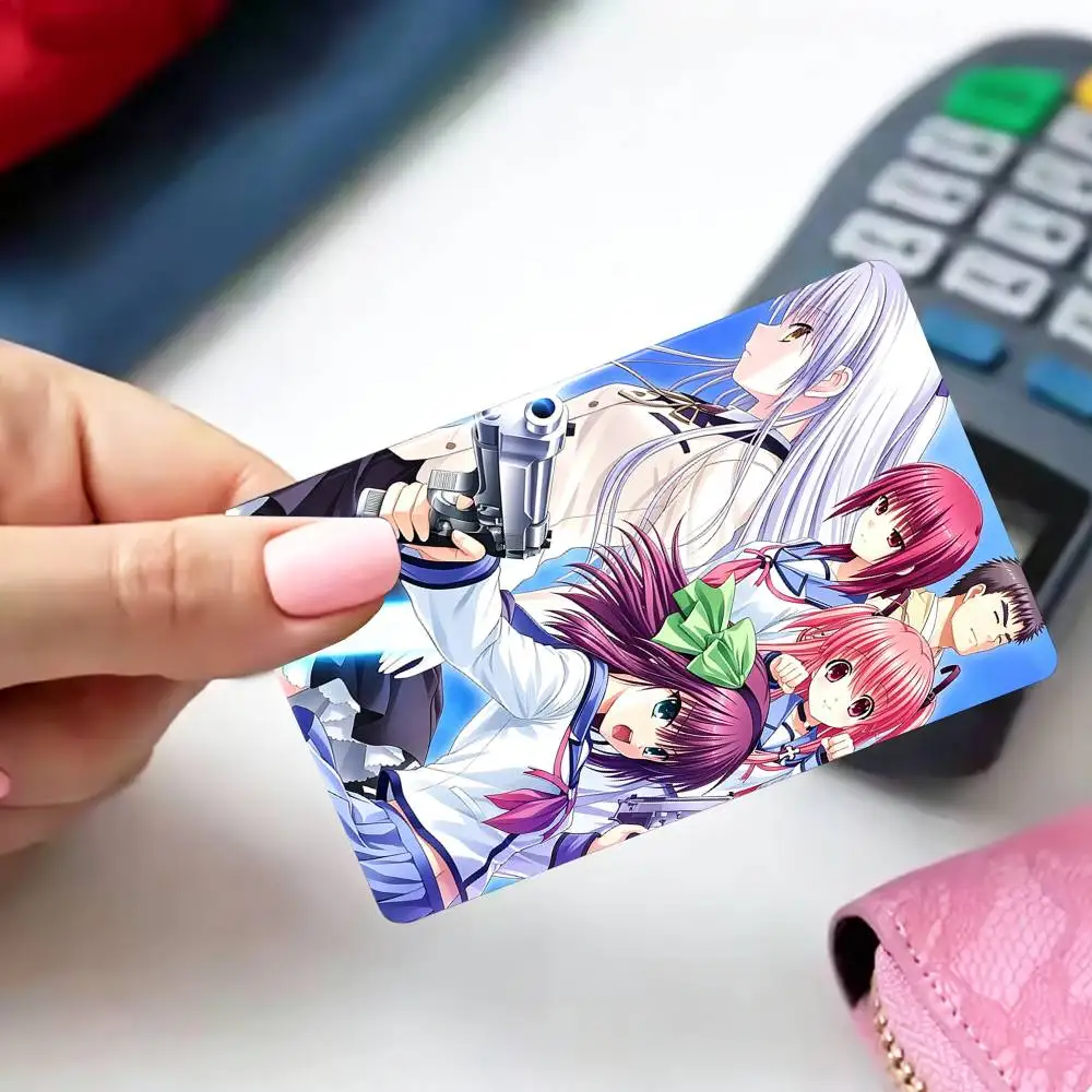 Afterlife Fantasy Anime Angel Beats!   4pcs 1Set Card Stickers Small Waterproof Chip 4PCS Card Sticker Anti-Scratch