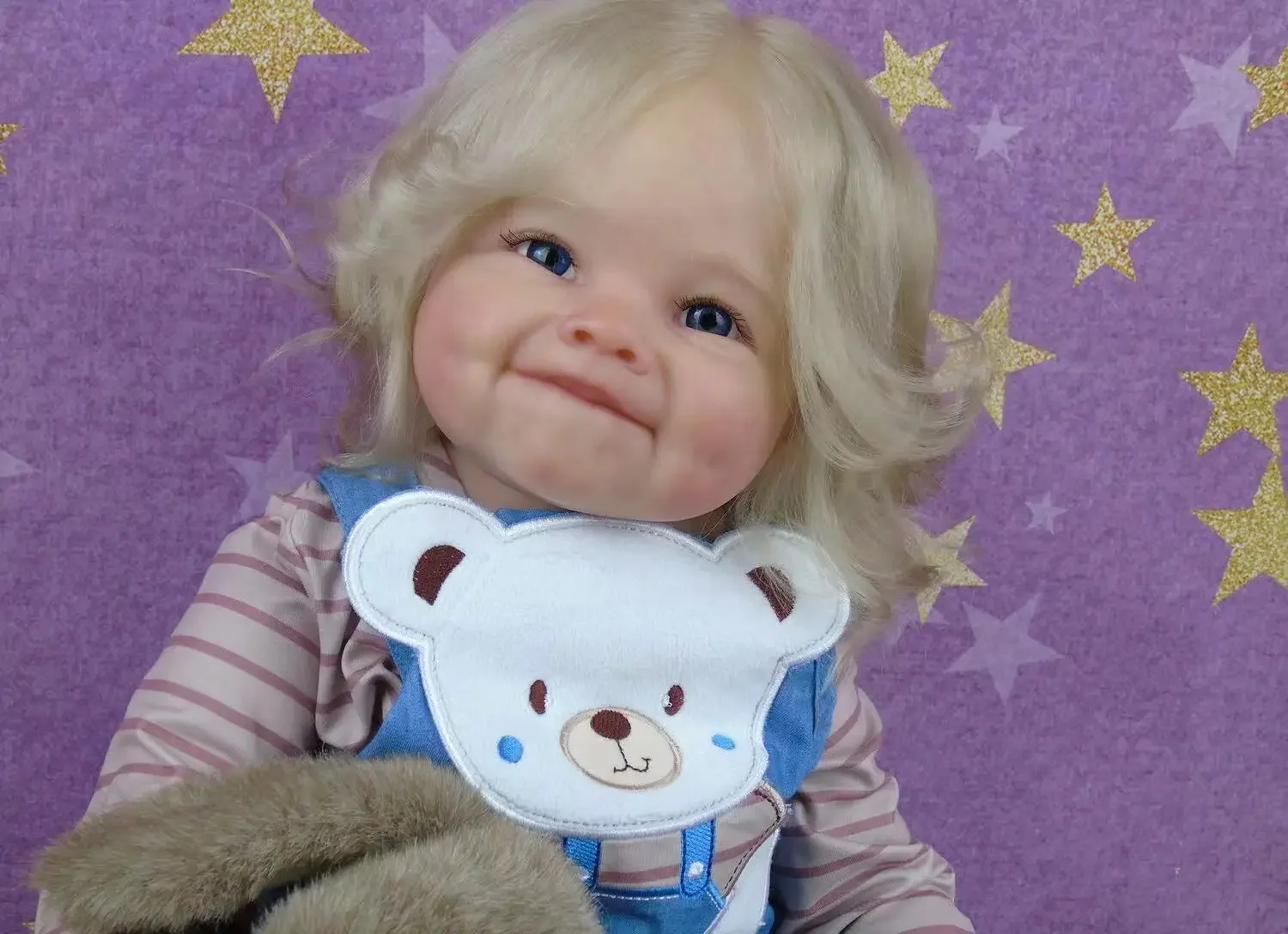 St.Store, suministro limitado personalizado, bebé Reborn Raya de 28 pulgadas con pelo blanco, muñeca ya terminada, regalo de Navidad