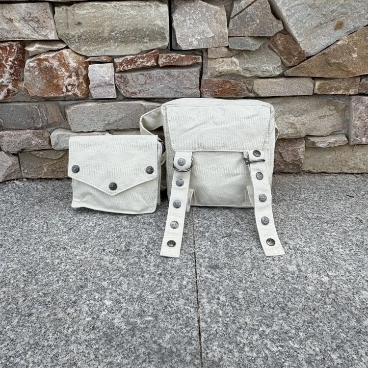 East Gate Fashion Casual Canvas Waist Bag Unisex Rivet Buckle Leisure Crossbody Bag Soft Alloy Zipper Pure Color Bag