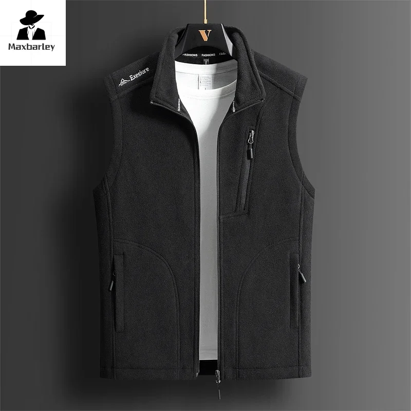 Winter Fleece Vest Men's 2024 Fashion Plus Size Warm Wool Sleeveless Coat Brand Clothing Couple's Outdoor Sports Vest Jacket 5XL