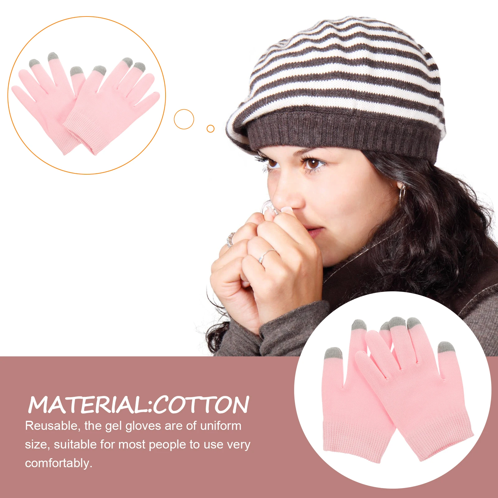 

1 Pair Moisturizing Gel Reusable Hand Care Gloves Touchscreen Dry Cracked Hands Overnight Spa Gloves For Women Breathable