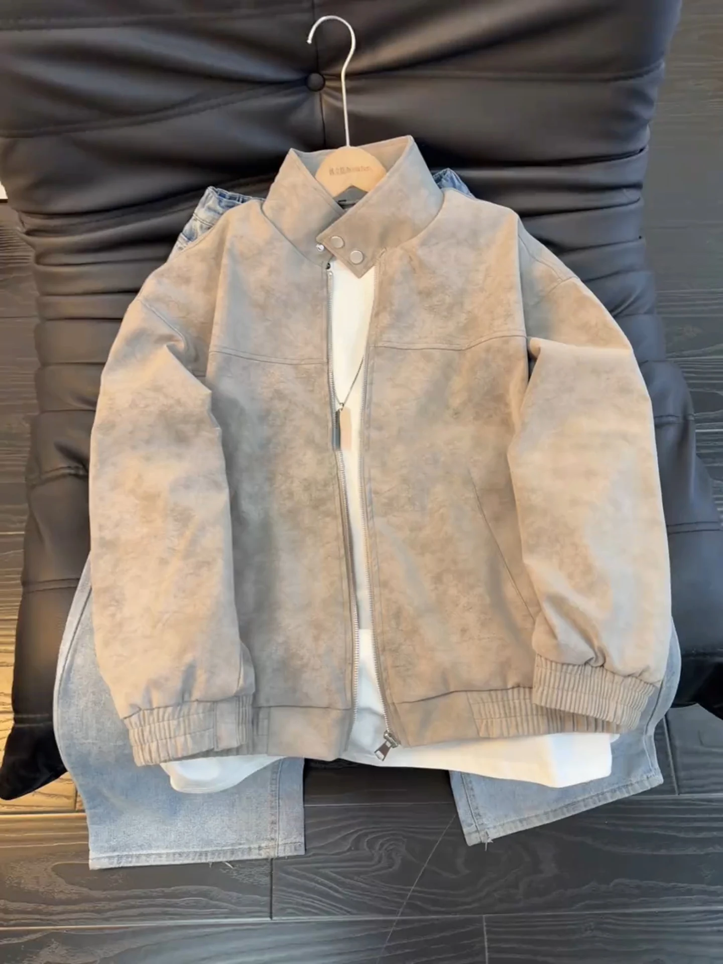 

Мужская осенне-зимняя куртка из матового окрашенного бархата с начесом, утепленная флисом, с воротником-стойкой, высококачественная теплая мотоциклетная одежда