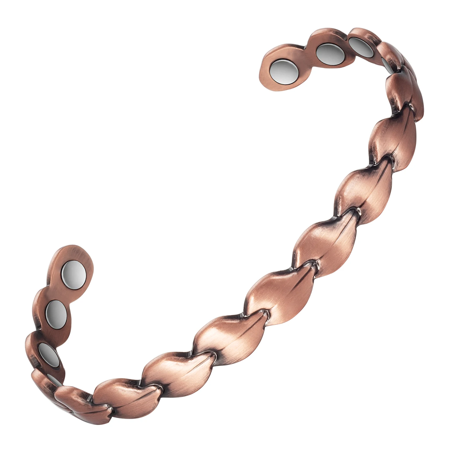 Wollet Copper Bracelet for Women and Men, Magnetic Bangle with 8pcs Magnets,6.5