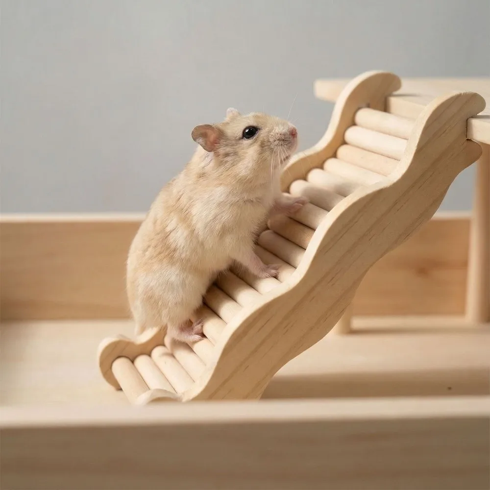 Pine Wood Pet Wave Staircase Curved Shape Slide Function Hamster Platform Multiple Size Hamster Slide Chute for Small Animals