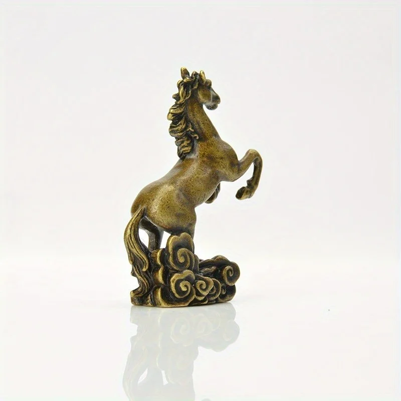 Copper Running Horse Sculpture Ornaments Retro Brass Animal Feng Shui Small Statue Office Desk Home Decorations Figurines