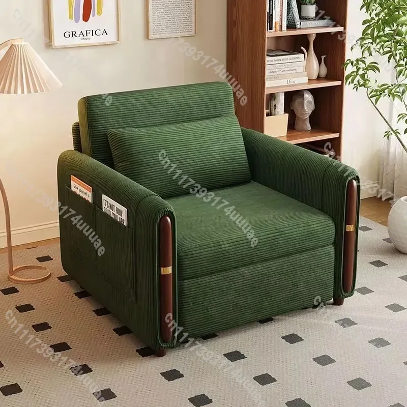 Solid Wood Sofa Bed Dual Purpose Folding Convertible Couch for Living Room Small Apartment Space Saving Sit and Lie