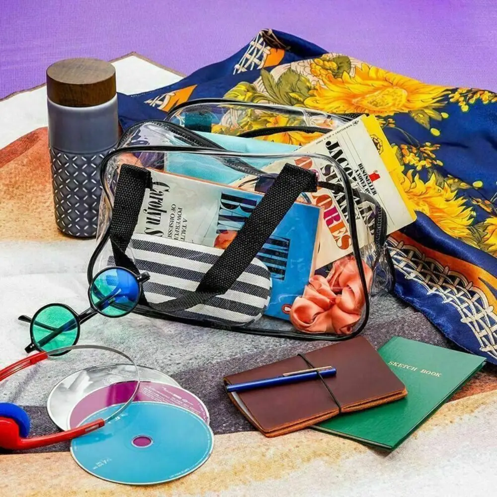 حقيبة يد شفافة معتمدة من الاستاد، حقيبة يد صغيرة شفافة للسفر والحفلات الموسيقية، حقيبة مستحضرات التجميل البلاستيكية، حقيبة حمل، حقيبة أدوات الزينة للسفر #4