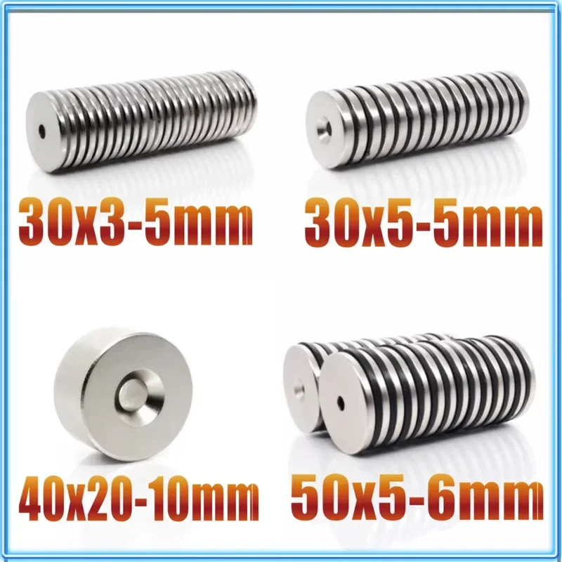 30x3-5 30x5-5mm 1/2/5/10/20/50pcs Super Powerful Strong Countersunk Round Magnet 40x20 Hole10 50x5 Hole6 Magnetic Imanes Magnets