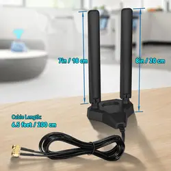 Eightwood WiFi 6E Tri-Band Antenna 6GHz 5GHz 2.4GHz Gaming WiFi Antenna Magnetic Base with 6.5ft Extension Cable RP-SMA Male