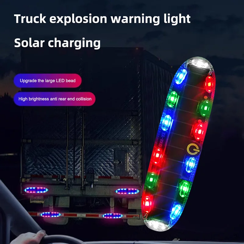 Car Solar Charging-free LED Car Truck Flashing Warning Light Anti-rear Collision Strobe Lamp Tail Light Modified Flash Light