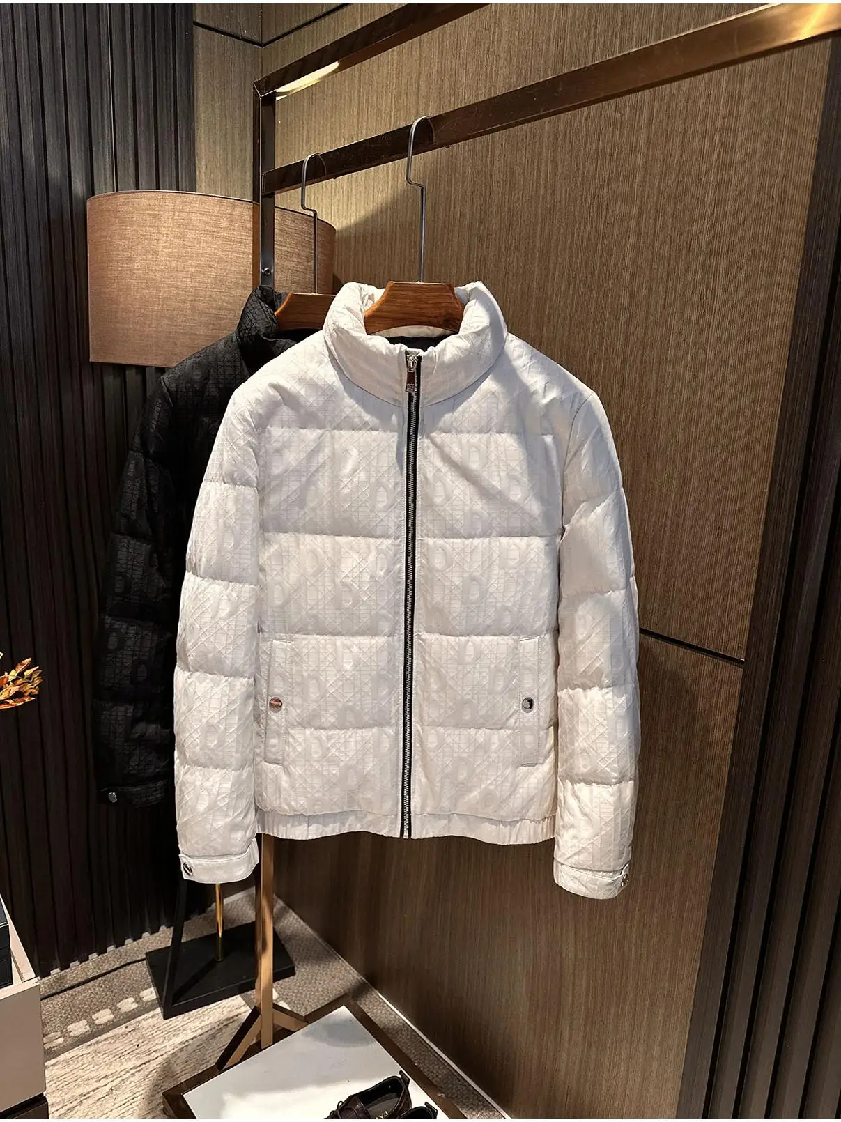 

Faionable Textured Warm ort Stand Collar Men's down Jaet Pure Color Versatile Winter Outerwear Polyester Fiber