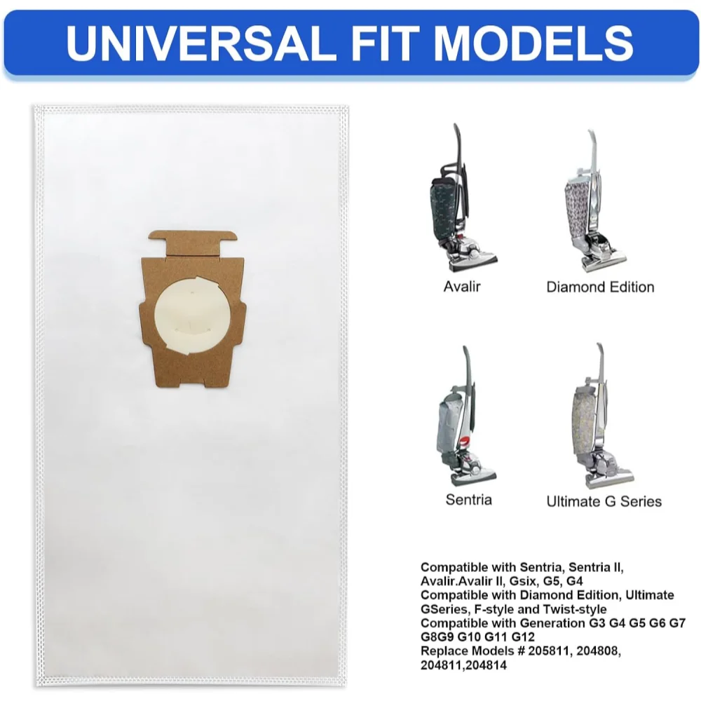12 Pack 204814 Vacuum Bags Compatible with Kirby Sentria/Avalir/Ultimate G Series, Replaces F-Style & Twist-Style 204811 205811