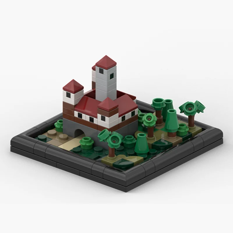 QWERT Medieval Castle Model MOC Building Bricks Mini Castle Diorama Modular Technology Gifts Holiday Assemble Children Toys Suit