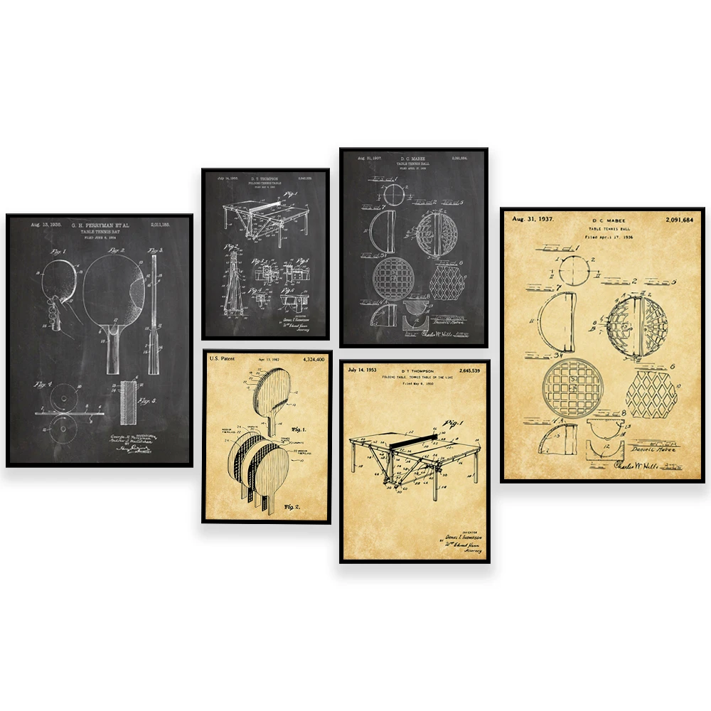 Table tennis patent print, table tennis poster, racket patent print, table tennis wall art decoration gift