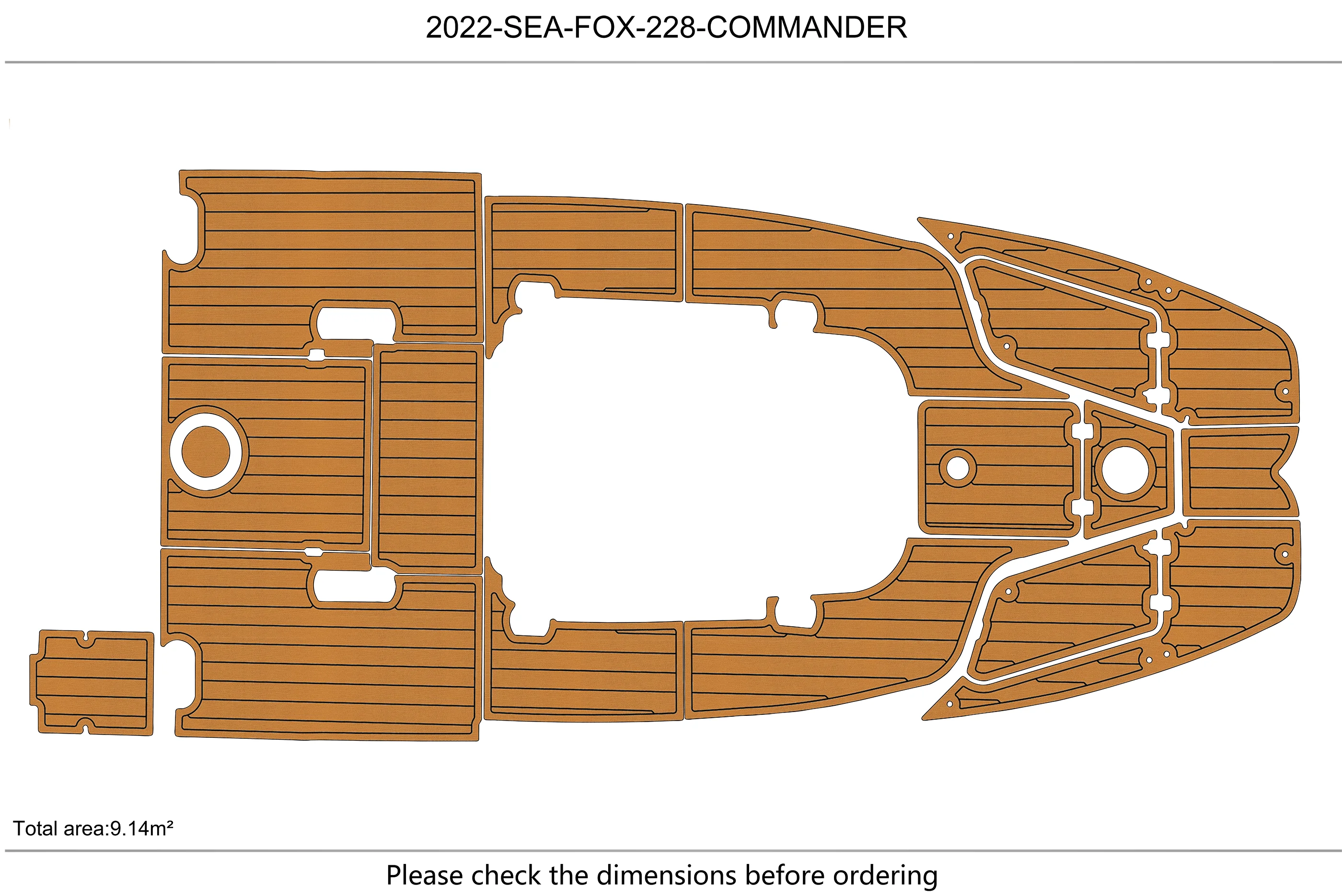 Eva foam Fuax teak seadek marine floor For 2019-2023 Sea Fox 228 commander Cockpit Swim platform 1/4