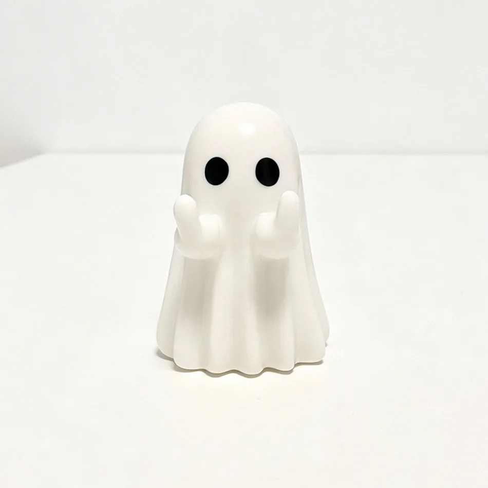 PVC Black & White Ghost Figurine, Halloween Decor Ornament, Cute Mini Ghost, Spooky Holiday Gift Toy 8cm view 3