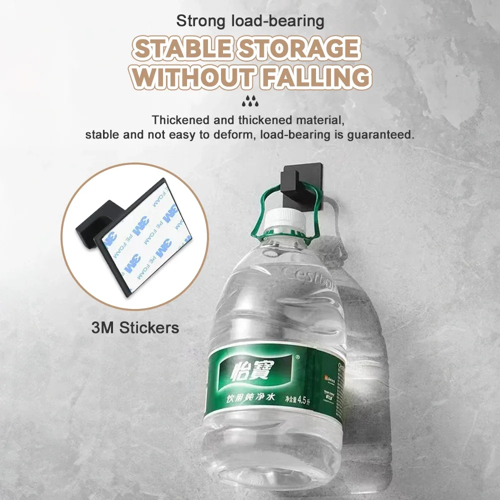 Настенные крючки черного цвета, самоклеящиеся безделушки для сумок, ключей, халата, вешалка для полотенец, многофункциональная полка, аксессуары для ванной комнаты