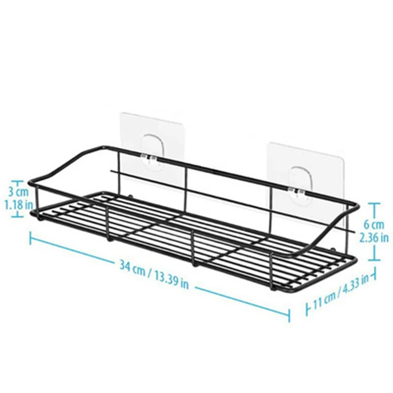 1Set Iron Bathroom Storage Shelf Punch-Free Kitchen Bathroom Toilet Wall Hanging Storage Rack With Hook