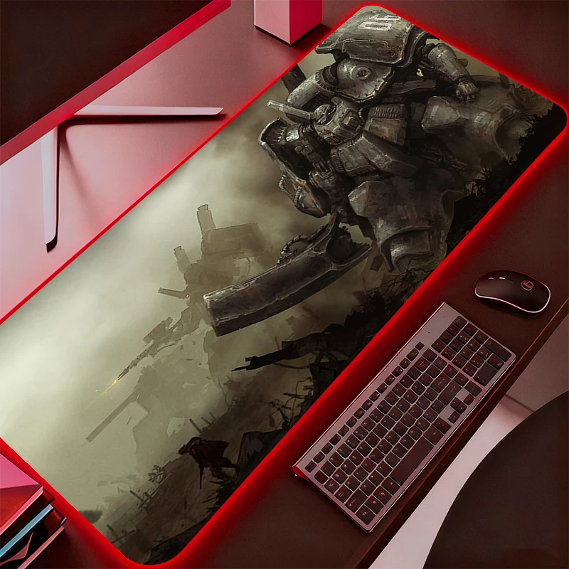 

LED Mobile Suit Gundam Mouse Pad XXL PC RGB Desk Mat Gamer Office Backlight Carpet Keyboard Table Gaming Accessories Mousepad