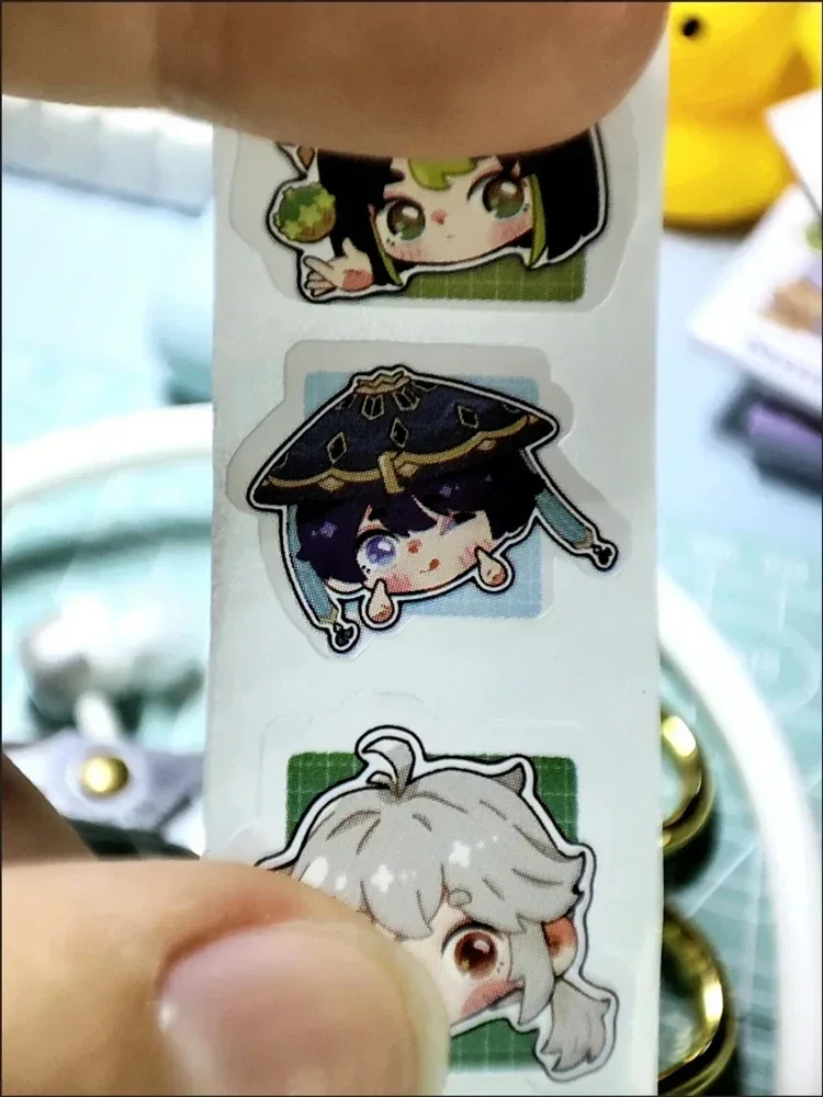 Hot Anime Genshin Impact 500pcs 9 Styles PVC Waterproof Sealing Sticker for Seal Labels Round Labels Handmade Stationery Sticker