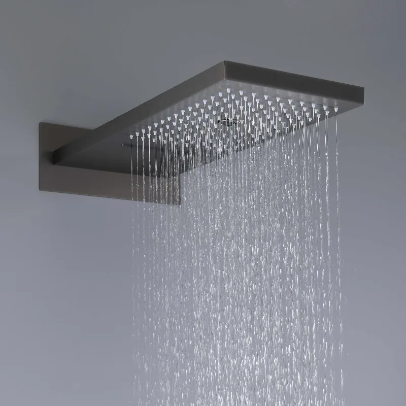 Full high-pressure shower, overhead rain shower set with showerhead and hose, with temperature control switch